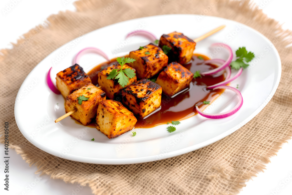 Grilled Tandoori Paneer Skewers with Onion Garnish-Picsart-AiImageEnhancer. Grilled Tandoori Paneer Skewers with Onion Garnish-Picsart-AiImageEnhancer.