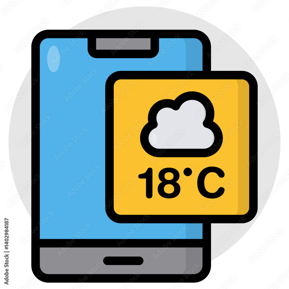 Mobile weather app icon in premium style Mobile weather app icon in premium style