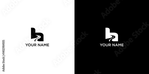 Minimalist B and H Letter Logo with Road Elements