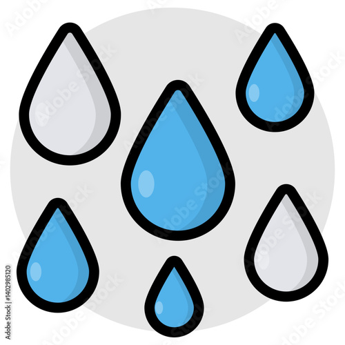 A flat design icon of water drops