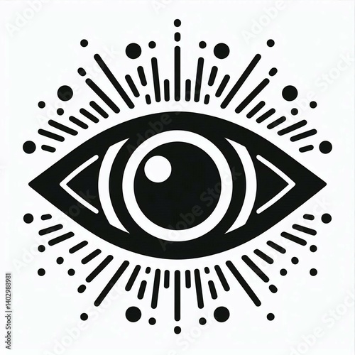 Minimalist Eye Illustration in Black and White suitable for web design resource