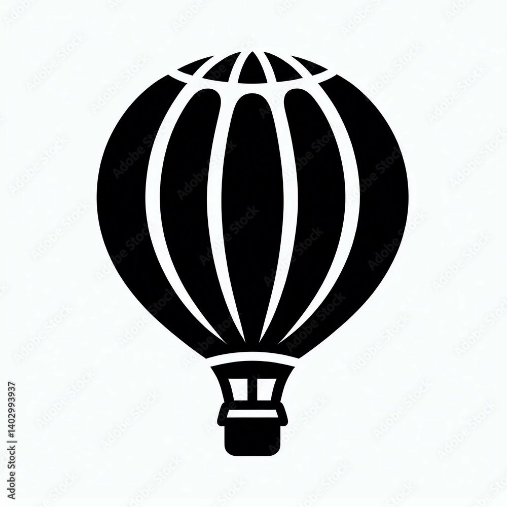 Obraz premium Black Silhouette Hot Air Balloon Art suitable for multimedia project