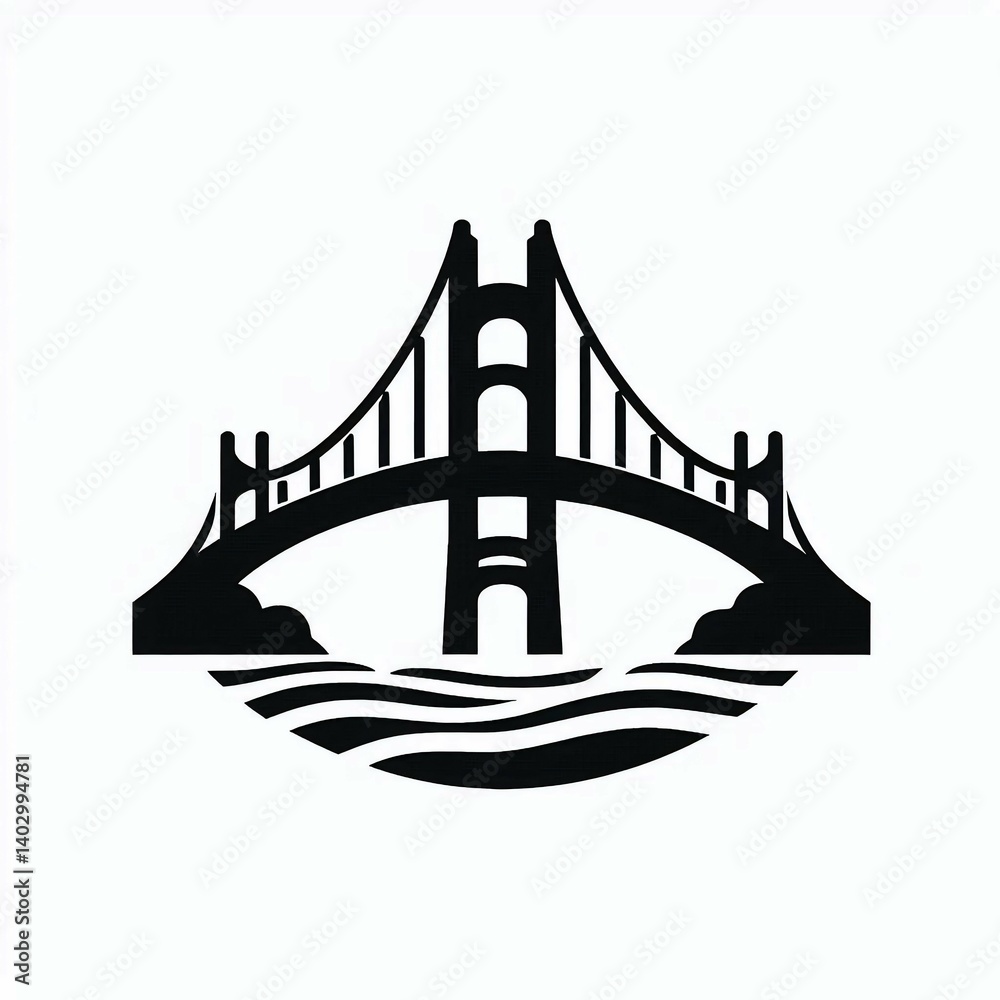 Obraz premium Bridge Silhouette Over Water Graphic suitable for digital content