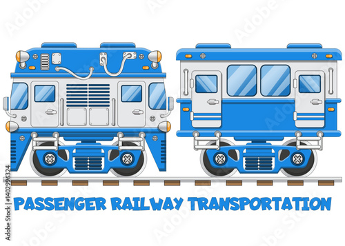Funny passenger train. Isolated on white background. Vector illustration. 