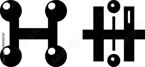 Geometric Gear Shift Icon Design: A set of sleek, minimalist icons featuring two distinct gear shift designs, perfectly conveying the concept of mechanical control and vehicle operation.