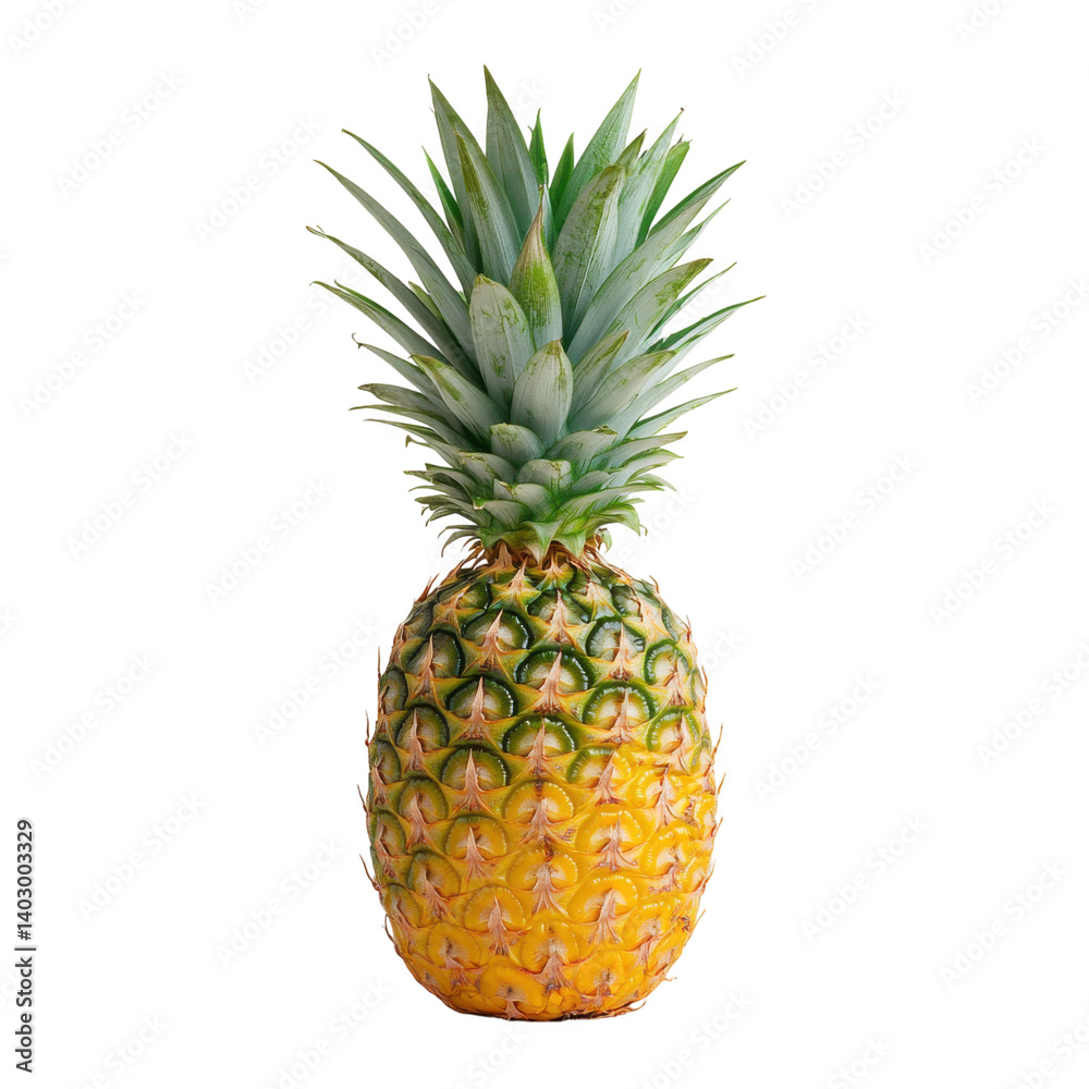 Vibrant pineapple stands tall against a bright background, showcasing its tropical allure and juicy appeal in a whimsical arrangement, Transparent Background PNG Vibrant pineapple stands tall against a bright background, showcasing its tropical allure and juicy appeal in a whimsical arrangement, Transparent Background PNG