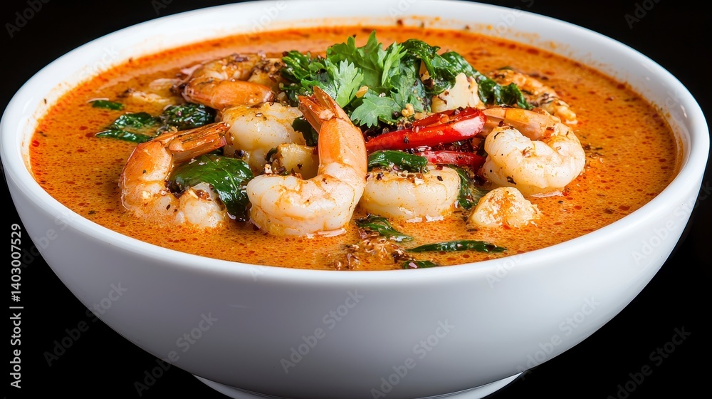 Creamy Orange Shrimp Soup with Chili Garnish Creamy Orange Shrimp Soup with Chili Garnish