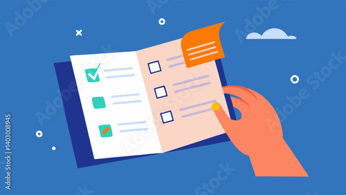 User Guide A hand flipping through a userfriendly instruction manual that simplifies the testing process with visuals outlining steps.