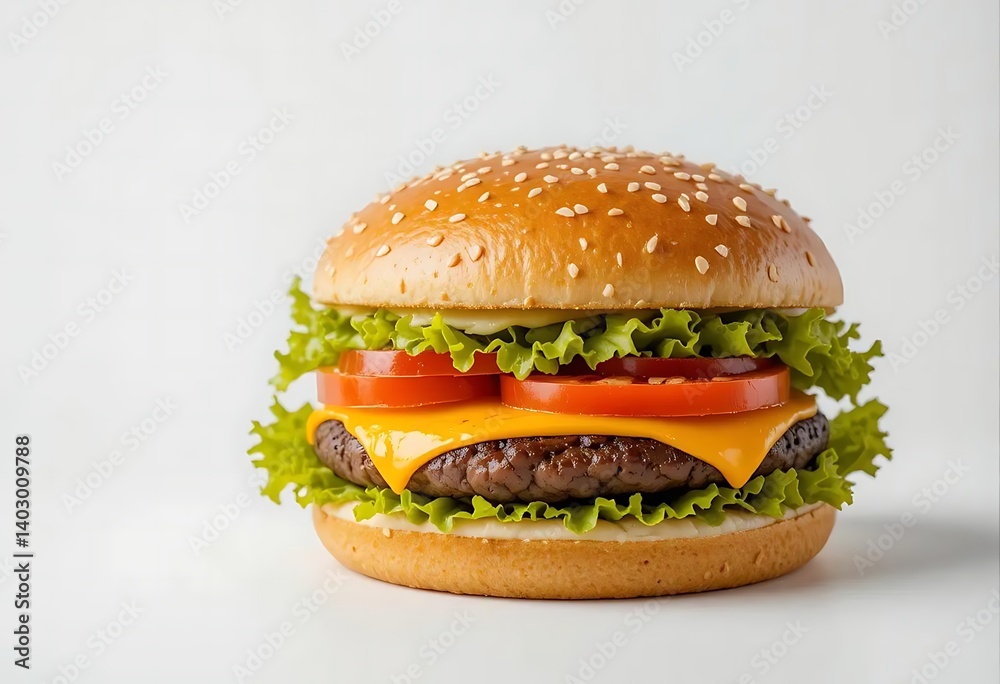 Fresh Appetizing Hamburger with Beef Cheese and Vegetables Fresh Appetizing Hamburger with Beef Cheese and Vegetables