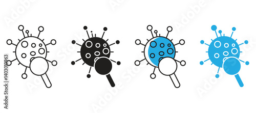 Microbe under a magnifying glass. Virus, germ and magnifier.