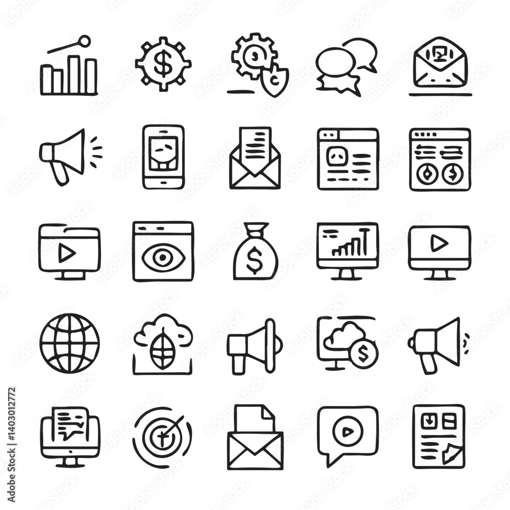digital marketing set icon vector design digital marketing set icon vector design