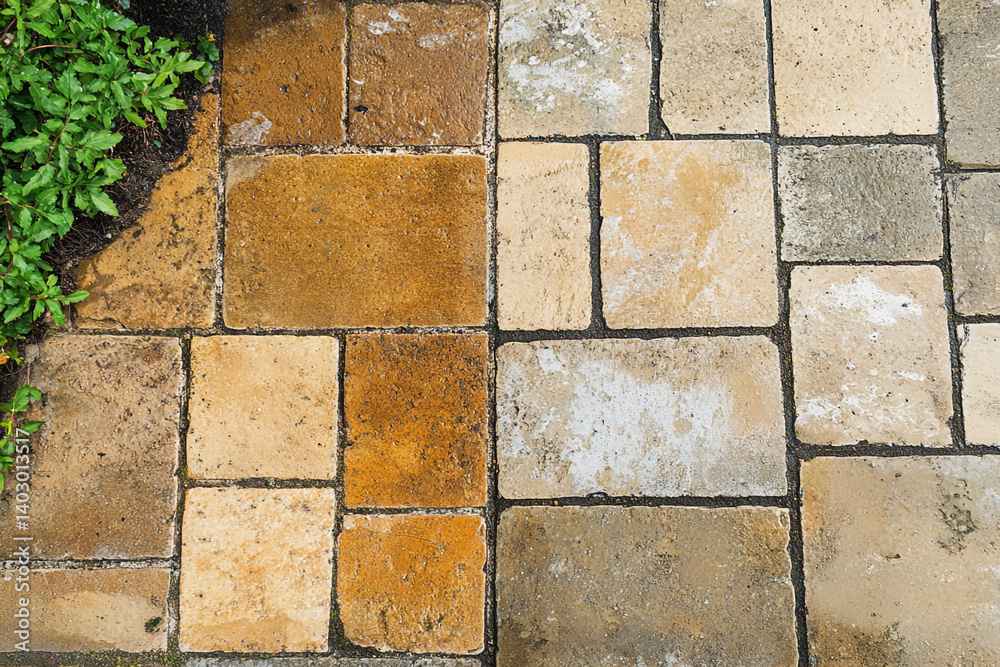 Obraz premium Stone pathway garden border contrasting colors nature beauty