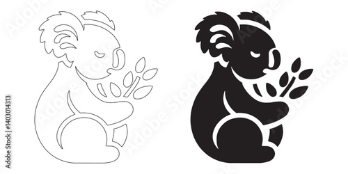 Koala silhouette illustration with elegant minimalism – vector art ideal for eco-friendly branding – koala icon – koala illustration – koala lineart

