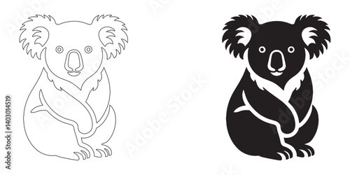 Graceful koala silhouette design in vector style – great for print, merchandise, and logos – koala icon – koala illustration – koala lineart

