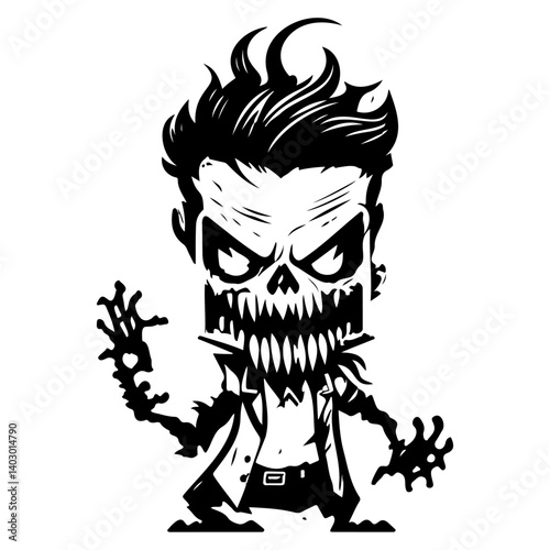Cartoon Zombie Character Silhouette Illustration
