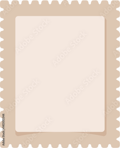 Vintage blank postage stamp illustration featuring a weathered paper texture and antique border frame on a vector template for mail or letter design