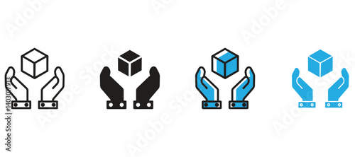 Hand is holding, giving, receiving, donating of one gift box.