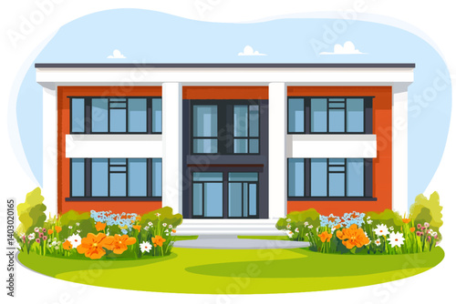 Vector illustration of a modern building 