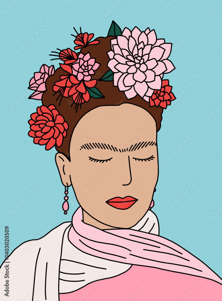 Woman Floral Portrait Illustration