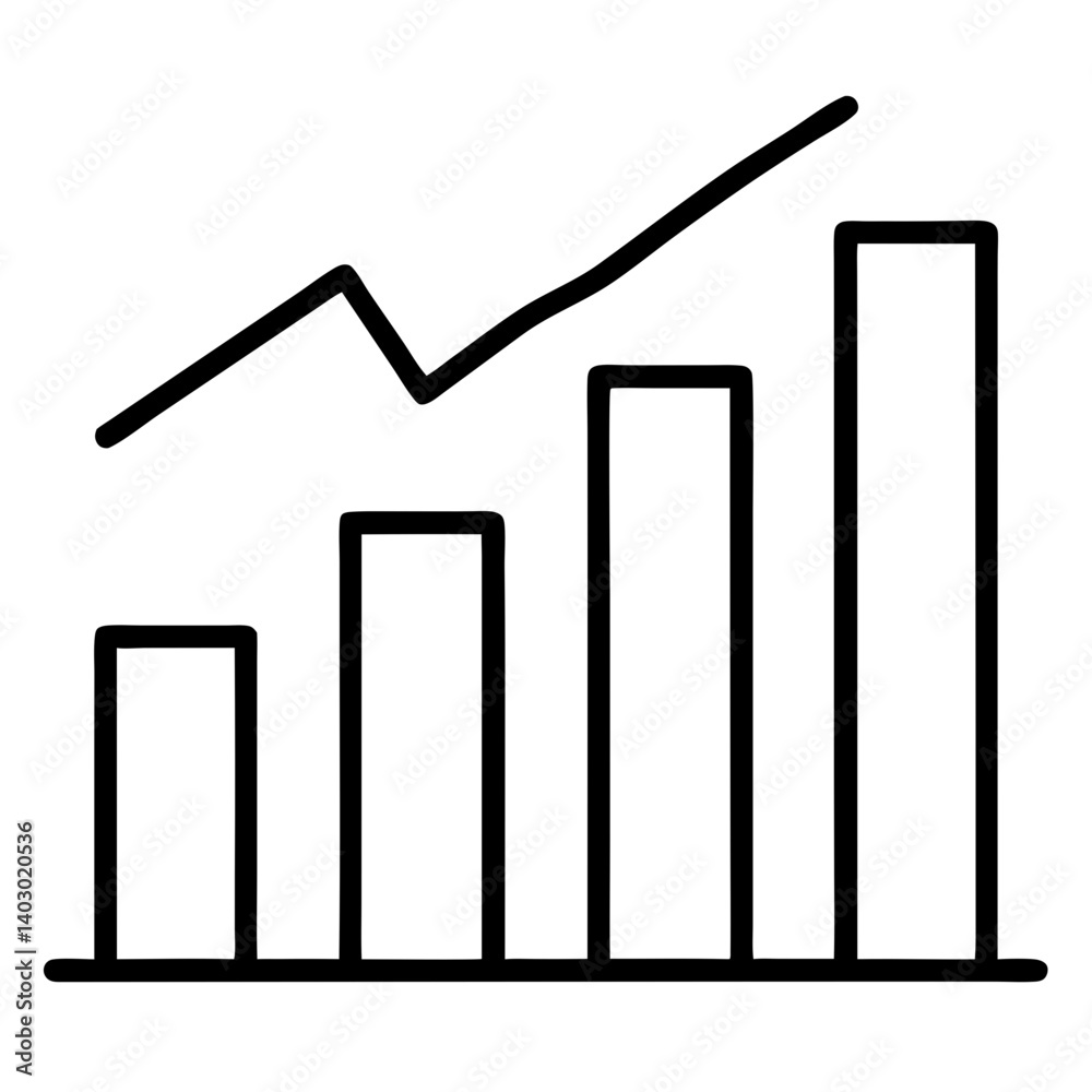 Simple line graph icon representing growth and progress trends in business Simple line graph icon representing growth and progress trends in business