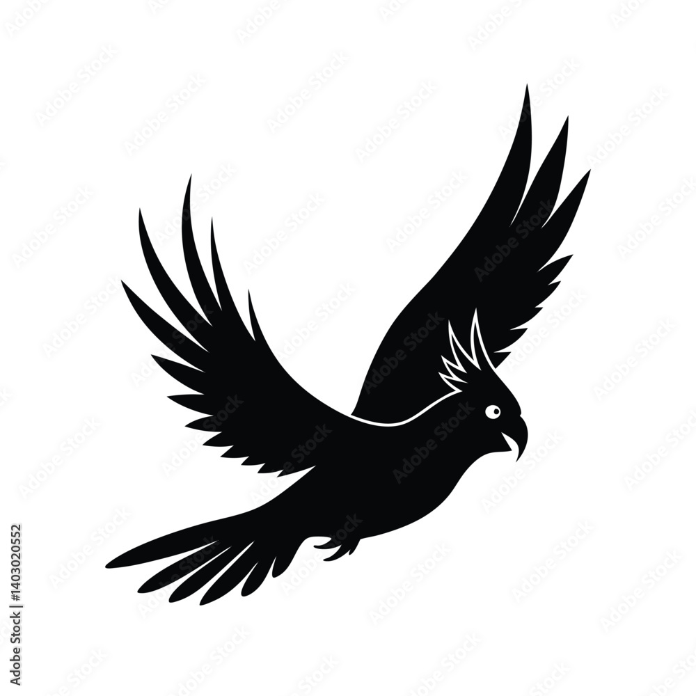 Obraz premium cockatiel flying vector silhouette 