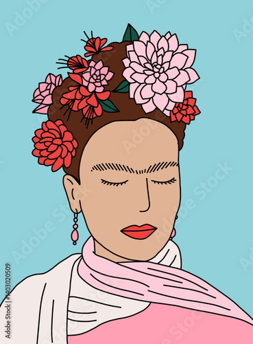 Woman Floral Portrait Illustration