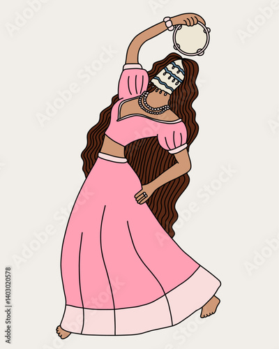 Elegant Woman in Pink Dress Illustration