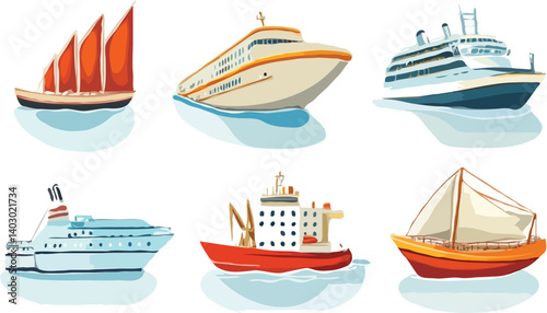 set of shipping objects
