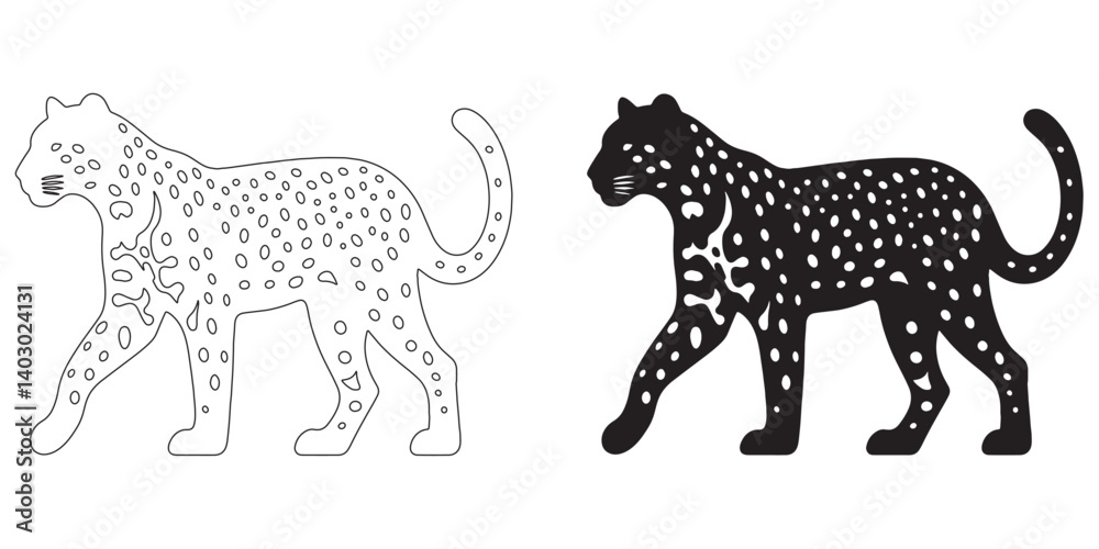 Fototapeta premium Crisp leopard silhouette in elegant vector artwork – suitable for logos and merchandise – leopard vector – leopard illustration – leopard icon – leopard lineart