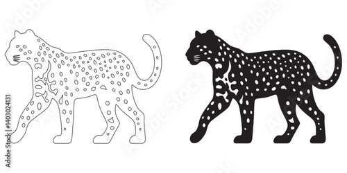 Crisp leopard silhouette in elegant vector artwork – suitable for logos and merchandise – leopard vector – leopard illustration – leopard icon – leopard lineart


