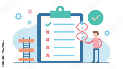 Preventative Strategies An illustration of a checklist labeled Preventative Strategies filled with actionable items like screenings lifestyle changes that are informed by genomic