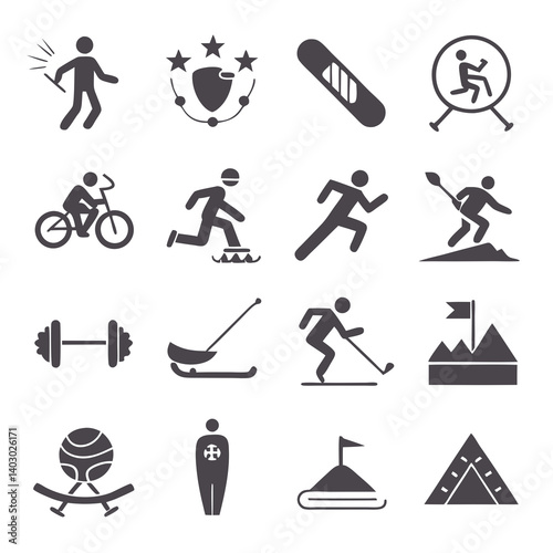 Various Sports and Activities Pictogram Illustration Vector Set