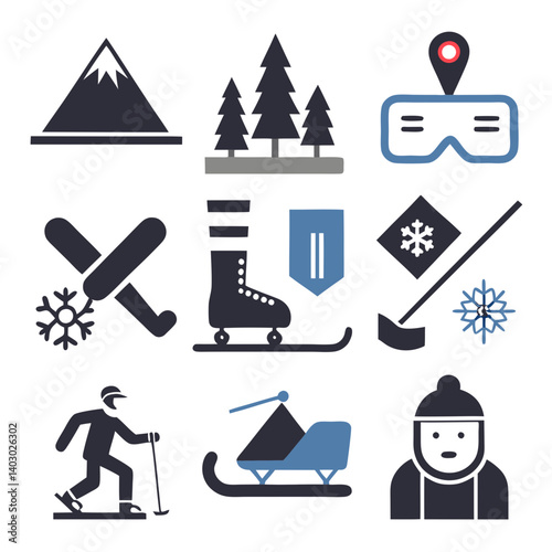 Winter sports and activity icon set vector illustration