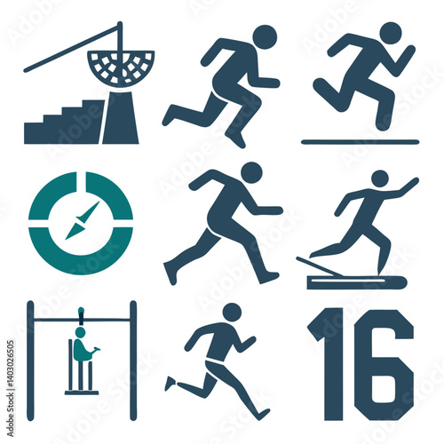 Fitness icons set: Sports, activity, training, and competition