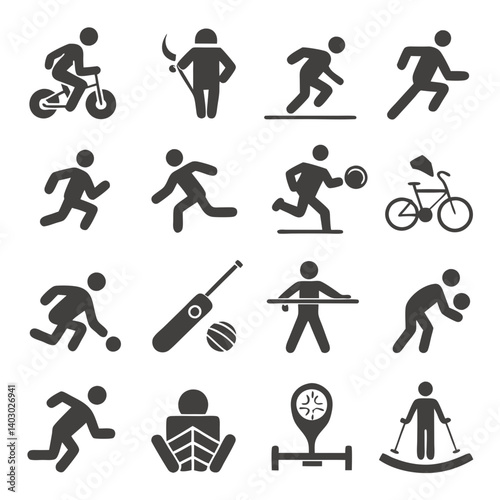 Sports Activity Icon Collection: Biking, Archery, Running, and More
