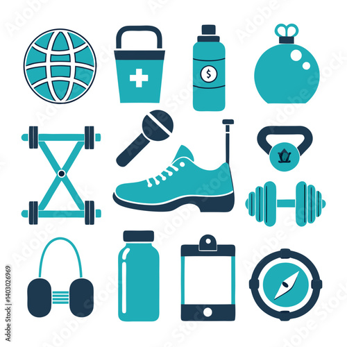 Fitness and Wellness Icons: Gym, Sport, and Health
