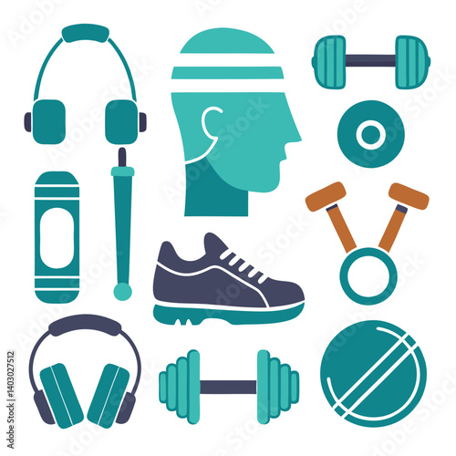 Fitness equipment, healthy lifestyle, sport and body care