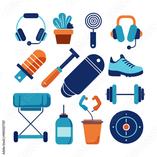 Vector Icons for Active Lifestyle and Wellness Routine