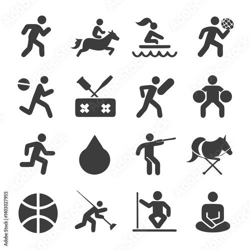 Various sports and recreational activities pictogram icons set