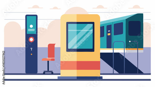 Journey Planning Kiosk An interactive kiosk outside a train station that provides information on accessible transport options highlighting features for passengers with different