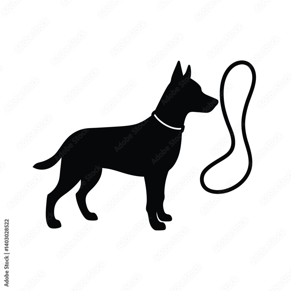 Obraz premium dog leash vector silhouette