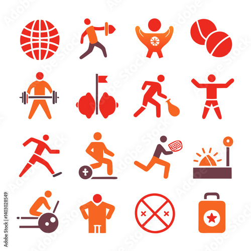 Diverse Sport and Leisure Pictogram Icons Set Illustration