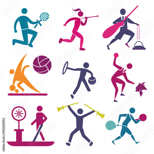 Collection of Abstract Sports and Recreational Activity Icons