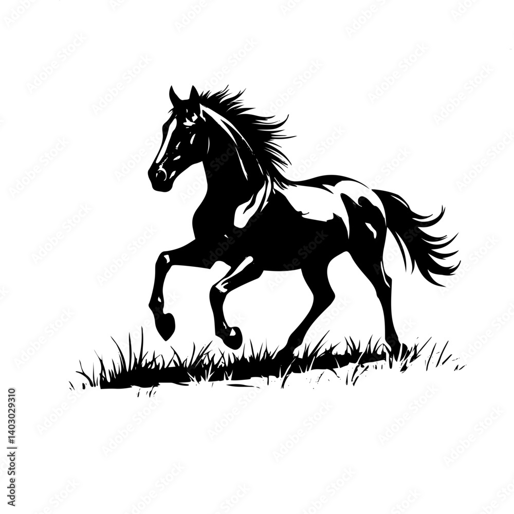 Obraz premium Illustration of racing horse outline on white background