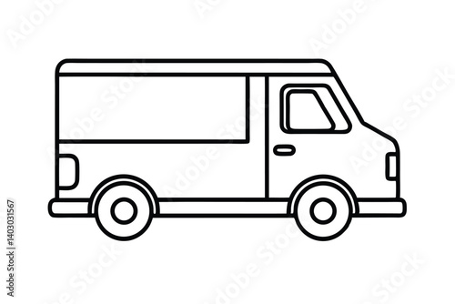 Simple Line Drawing of a Delivery Van