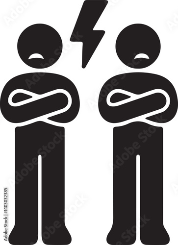 an illustration of two stickmen arguing separated by lightning