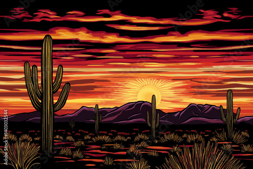 cactus at sunset desert 