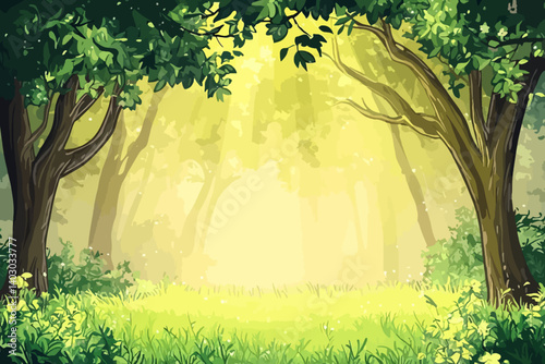 Forest landscape vector illustration 