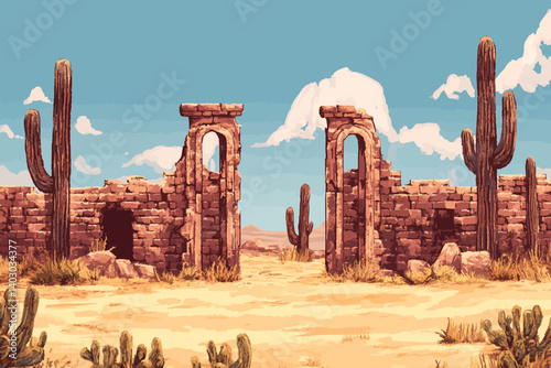 Desert landscape illustration 