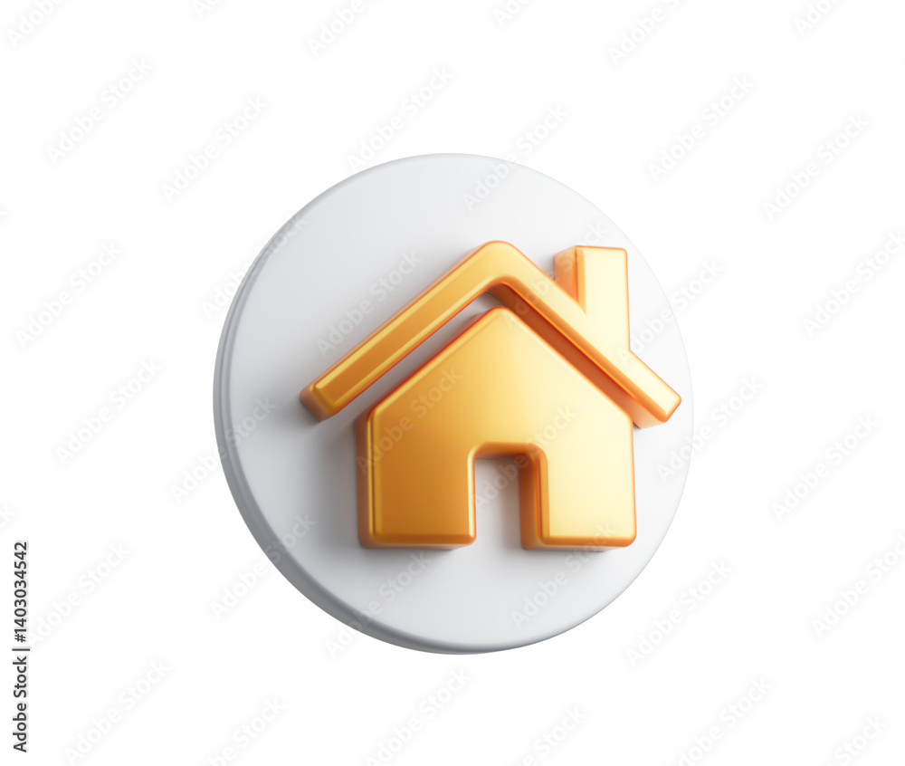 3D Home icon on a White circular base ideal for apps or home-related projects. 3d illustration 3D Home icon on a White circular base ideal for apps or home-related projects. 3d illustration